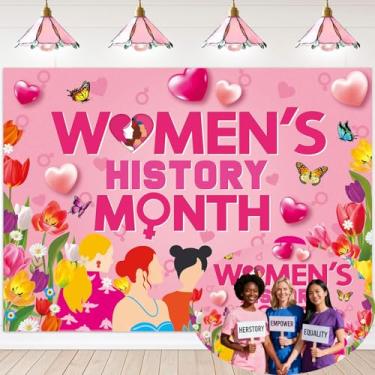 Imagem de Pano de fundo do mês da história feminina, 2,8 x 1,5 m, fundo fotográfico do mês da história da mulher, pan, festival afro-americano, decoração, suprimentos, adereços fotográficos