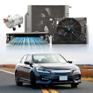 Imagem de Ar condicionado universal sob o painel 12 volts CC 10.000BTU, sistema automotivo de unidade A/C de 12 V, kit AC Underdash com compressor e condensador inversor de 20 CC, resfriamento apenas para