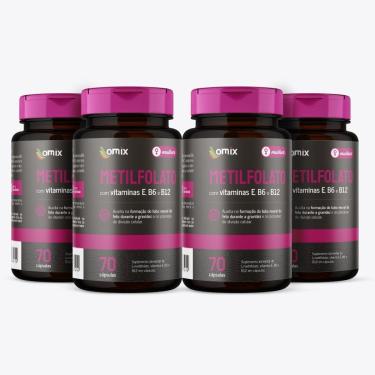 Imagem de Kit 4x - Metilfolato - 70 cápsulas - Omix-Unissex