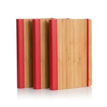 Imagem de Caderno de Anotações com Capa em Fibra de Bambu, Elástico Colorido, 80 Folhas Pautadas, 20,6x13x1,6cm, Sustentável, Disponível (3, Vermelho)