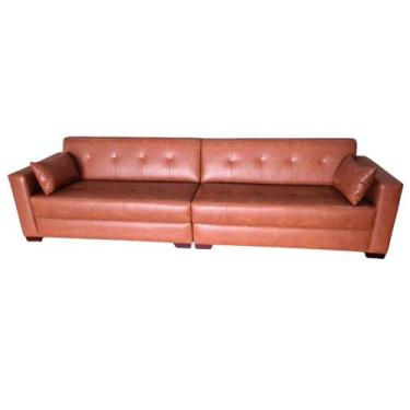 Imagem de Sofá  Gianni Bipartido Tecido Corano Pé Cantoneira Escuro  290cm - 4R 