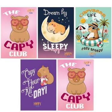 Imagem de Kit 5 Caderno Brochurão Capivara 96 Fls Costurado Capa Dura - 159206IM