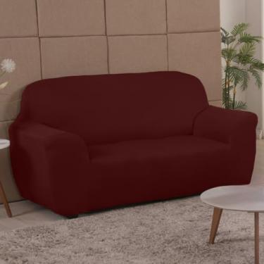 Imagem de Capas para sofás com ajuste suave em tecido de malha gel Adequadas para sofás e poltronas de 1/2/3/4 lugares Altamente protetoras e fáceis de instalar (Vinho,3 Lugares)