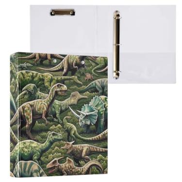 Imagem de Pasta camuflada para prancheta de dinossauros com 3 anéis, organizador de fichário de 2,5 cm para tamanho carta (21,6 cm x 28 cm), pacote com 2