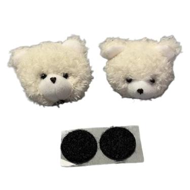 Imagem de kowaku 1 par de enfeites para capacete, acessórios decorativos removíveis, divertidos e fáceis de instalar. Enfeites fofos para capacete de esqui e, Branco