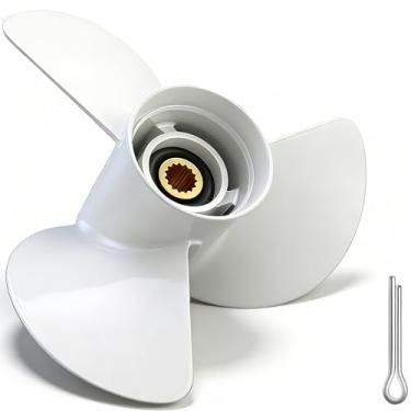 Imagem de Hélice de barco OEM de atualização de 13 1/4 x 17-K para motores Yamaha, motos de popa de alumínio 60-115 HP, 6E5-45945-01-EL, dente de 15 estrias, RH 13,25 x 17p