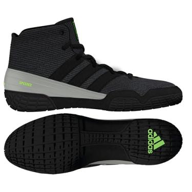 Imagem de Adidas Tênis de luta livre Combat Speed 4, Preto/Cinza/Verde Solar, 38