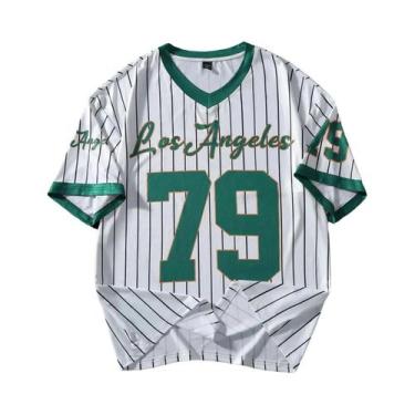 Imagem de Camiseta Masculina Retrô De Beisebol Com Decote V E Manga Curta, Estam