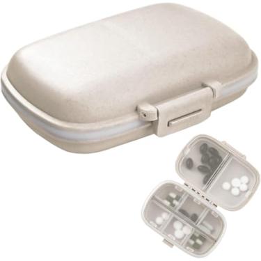 Imagem de Caixa de comprimidos portátil com 8 compartimentos para viagens, armazenamento seguro cabe no bolso ou bolsa