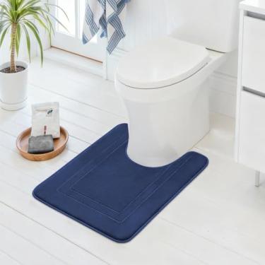 Imagem de Cupic Cupid Tapete de banho de espuma viscoelástica super macio, tapetes de banheiro azul marinho, tapetes de banheiro antiderrapantes para piso de banheiro, tapetes laváveis à máquina para banheiro