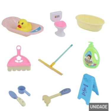 Imagem de KIT Limpeza Infantil de Plástico 11 Peças Color - Tudo em Caixa - JR T