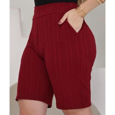 Imagem de Bermuda Feminina c/ bolso - Sem marca, Vinho, P