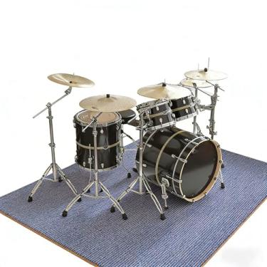 Imagem de Tapetes de tambor antiderrapantes, espessura de 6 mm, tapete de bateria, acessórios inferiores TPR à prova de som para conjunto de bateria elétrica, presente ideal para bateristas, acessórios de
