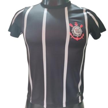 Imagem de Camiseta Corinthians Fitness Listrada Infantil 80049 Preta/Branca-Masculino