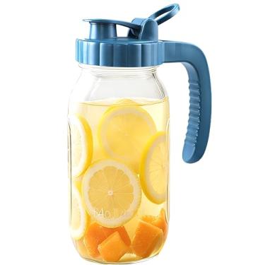 Imagem de Jarra de vidro de 1,8 litro com tampa, 1,8 L, jarra de vidro de boca larga, jarra de água fria e quente de 2 litros, jarra de vidro para chá ao sol para exterior, para geladeira, limonada, bebidas