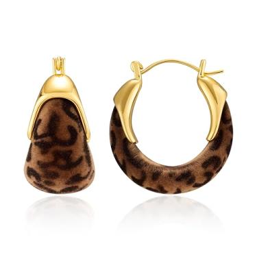 Imagem de FOJDPAS Brincos de argola de resina âmbar banhados a ouro 14k para mulheres, na moda, hipoalergênicos, brincos de ouro grosso, joias presentes para lóbulos sensíveis das orelhas, Roundness, Cobre