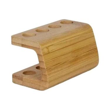 Imagem de Suporte Para Cabeça De Escova De Dente De Bambu Com Múltiplos Slots, A