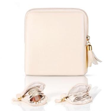 Imagem de Josojoou Estojo pequeno de joias de viagem, bolsa de veludo macio com zíper, bolsa organizadora de joias portátil com bolsas pequenas para pulseiras de brincos de cristal de cura de pedras preciosas