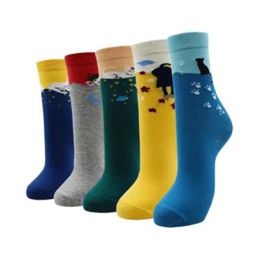 Imagem de Conjunto De Meias Kawaii De Vaca, Cachorro E Gato, 10 Peças (5 Pares) 