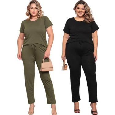 Imagem de Kit 2 Conjunto Feminino Plus Size Básico  Manga Viscolycra - Felicity,