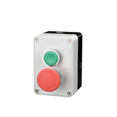 Imagem de FULNES Novo botão de metal XB2 caixa de controle Start Stop Símbolo de identificação industrial auto reset interruptor de parada circular de emergência (2 furos-01)