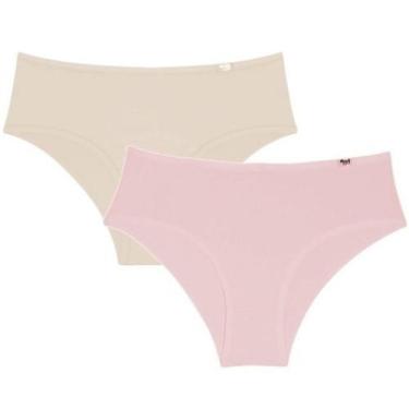 Imagem de Kit 2 Calcinhas Sloggi Midi 24547 Modelagem Alta Microfibra, G, Mink, 