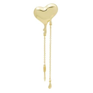 Imagem de Broche de coração de amor moderno para mulheres e homens, exclusivo, pedra vulcânica, derretimento, metal líquido, declaração de casamento, alfinete de lapela polido, corrente de borla, vestidos