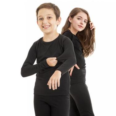 Imagem de Conjunto Calça + Blusa Térmica Flanelada Infantil Confort, 12, Preto