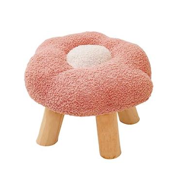 Imagem de DimyFew Puf Otomano com Apoio para Os Pés em Madeira, Puf Multifuncional em Formato de Flor para Sala de Estar, de Entrada E Ao Lado Da Cama, ROSA, Tamanho real