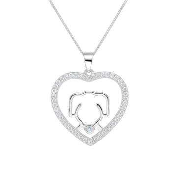 Imagem de AURUM SEMIJOIAS | Colar Choker Gargantilha tipo Veneziana de 45cm com Pingente de Coração e Contorno de Face Cachorro / Cahorrinho Cravejado em Zircônias, Folheado a Prata, Prateado, Mãe de Pet, Presente Feminino, Aniversário, Mãe, esposa, Namorada, Semijoias Finas para Mulheres de Bom Gosto.