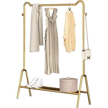 Imagem de 5sssallefaa Cabide resistente para roupas, trilho de roupas de alta capacidade, varanda quarto loja de roupas expositores com ganchos e suporte de malha de armazenamento (150 cm) (