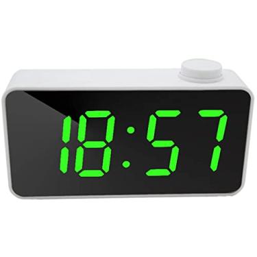 Imagem de Despertador LED HD espelhado, controle de voz inteligente, ajuste de brilho/exibição de temperatura, relógio eletrônico, branqueado/6002 (preto vermelho) (tamanho único)