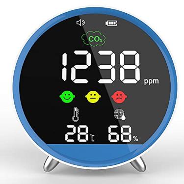 Imagem de Alarme detector de CO2 portátil, monitor de qualidade do ar, para dióxido de carbono, temperatura, umidade relativa e muito mais, monitor em tempo real 24H, para carro de escritório doméstico