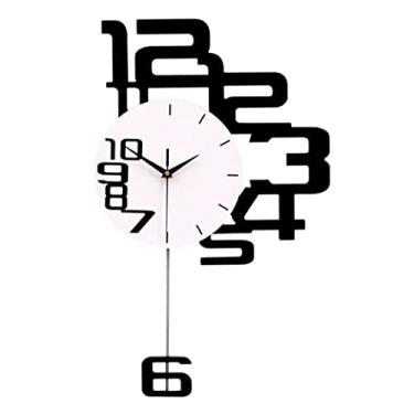 Imagem de 5sssallefaa Relógio silencioso mesa moderna parede com pêndulo operado por bateria interior decoração de casa para sala de estar quarto relógio criativo