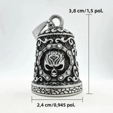 Imagem de Pingente De Sino De Caveira Punk Biker Skull King Em Aço Inoxidável 31