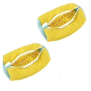 Imagem de 2 peças saco de lavagem de sapatos de algodão sacos de lavagem anti-deformação sapatos organizador de roupas reutilizáveis sacos de lavagem (amarelo)