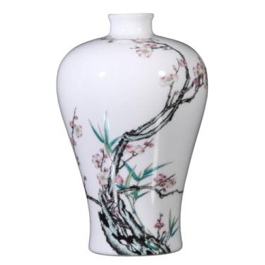 Imagem de KEG801302 Vasos para flores de cerâmica pastel ameixa e bambu decoração de sala de estar feita à mão chinês decoração de mesa para casa vaso decorativo para casa
