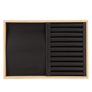 Imagem de Bandeja de joias Ainoli empilhável à prova de arranhões, inserção de gaveta de joias protetora para brincos, colares, pulseiras, broches, preto