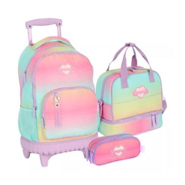 Imagem de Kit Mochila De Rodinhas + Lancheira + Estojo Roxo - Up4You