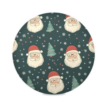 Imagem de STAYTOP Jogo americano redondo de Papai Noel fofo, 6 peças, tapetes de mesa para feriados, antiderrapante, fácil de limpar, para casa, cozinha, churrasco, festa, decoração de mesa