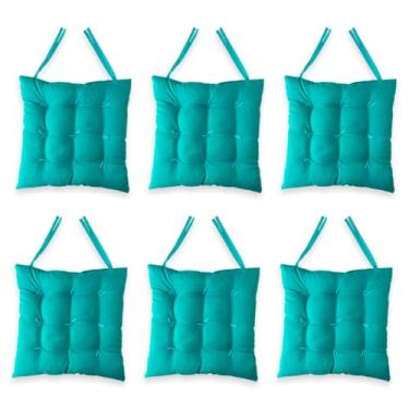 Imagem de Kit com 6 Assentos Futon 40x40cm - Almofadas para Cadeira de Jantar, Pallet e Bancos, Confortáveis e Duráveis, Versáteis para Casa e Eventos (Azul Turquesa)
