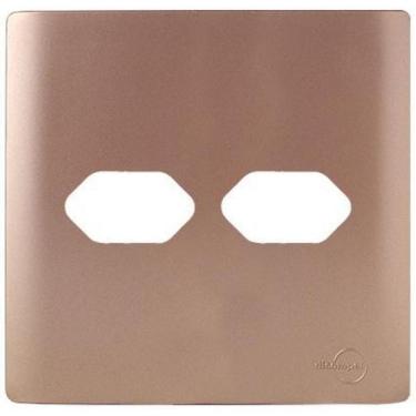 Imagem de Placa Para 2 Tomadas Com Suporte 4X4 - Novara Ouro Rose