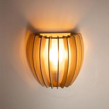 Imagem de Luminária de Parede Arandela de Madeira Mini 21x19cm Soq E27 - Madeins