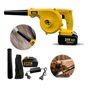 Imagem de Soprador Aspirador 21V Bateria Folhas Jardim Amarelo Preto
