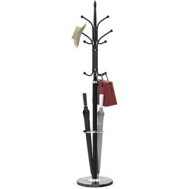 Imagem de Suporte de guarda-chuva Durmmur Cabide de metal independente, suporte de cabide com base de mármore natural, cabide de pé com suporte de guarda-chuva