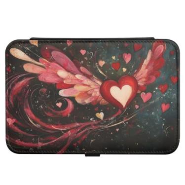 Imagem de Burbuja Caixa de joias de viagem com asas de coração de dia dos namorados, presente para mulheres e meninas, estojo de joias portátil de couro PU organizador para brincos, anéis, colares e pulseiras