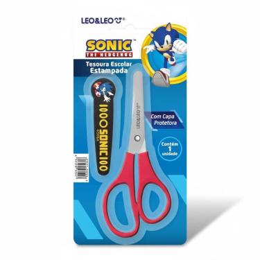 Imagem de Tesoura Escolar Estampada Sonic Com Capa - Leoeleo