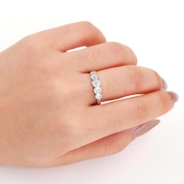 Imagem de Anéis de coquetel elegantes femininos, aliança de compromisso em forma de coração, joia Forever Love Connection para GF YC6664, Latão, Sem pedra preciosa