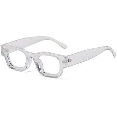 Imagem de AIEYEZO Óculos de sol retangulares grossos modernos para mulheres e homens anos 90, retrô, grosso, quadrado, polarizado, proteção UV400, Z2 Óculos de luz azul/transparente, MM