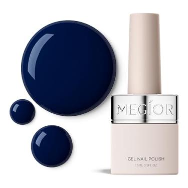 Imagem de MEGIOR Esmalte de gel azul marinho 0,5 ml azul escuro de longa duração de absorção de luz LED UV kit de esmalte de gel livre de TPO para salão de beleza e arte de unhas, manicure iniciante faça você